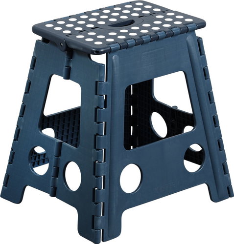 KESPER Folding high stool, 31 × 22 × 39 cm, dark blue, load capacity 150 kg - Stool - Main image
