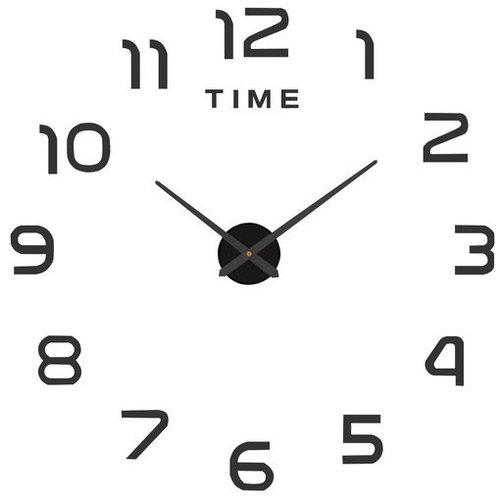 Ruhhy 28335 Designové 3D nalepovací hodiny 60-130 cm, černé - Wall Clock - Main image
