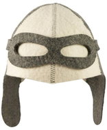 SOTRA Sauna cap Pilot, white-grey, sheep wool - Sauna Hat