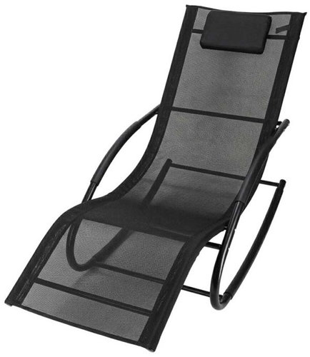 Luaro KX2809 Garden rocking chair with headrest, black - Garden Lounger - Main image