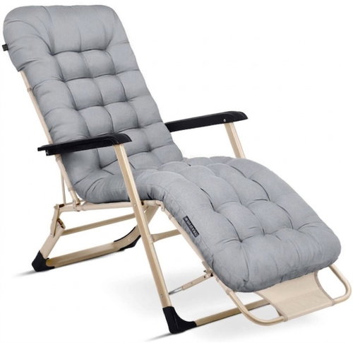 Sofotel Folding garden lounger with cushion ChillWell, light grey - Garden Lounger - Main image