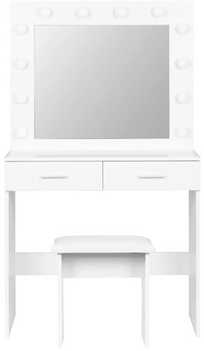 ModernHome CHDT03 Toaletní stolek se zrcadlem, 80 × 40 × 140 cm, 12 LED, bílý - Toaletní stolek - Hlavní obrázek