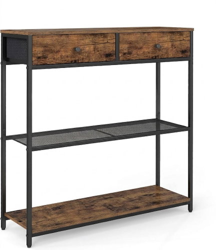 Songmics and Vasagle Console Table with Fabric Drawers Colus 80cm, Black-Brown - Console Table - Main image