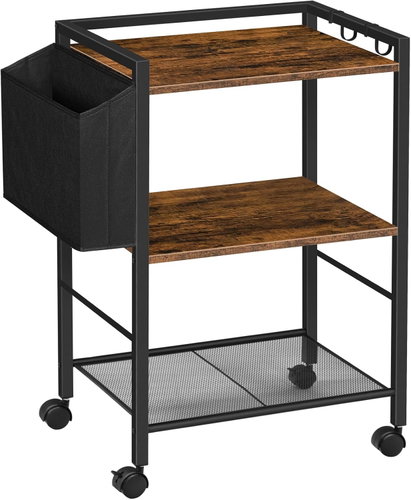 Songmics a Vasagle Pojízdný kancelářský regál Celest 52 cm, hnědo-černý - Shelving Unit - Main image