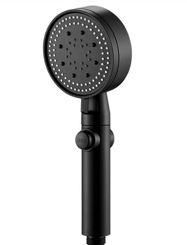 Alum Elegantní matná sprchová hlavice s 5 režimy a stop tlačítkem, černá - Shower Head - Main image