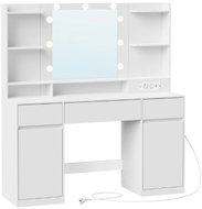 Vasagle Brill Dressing Table with LED Lighting and Charging Station 107cm White - Dressing Table