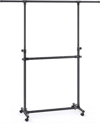 Songmics a Vasagle Pojízdný stojan na oblečení Slay 101 - 165 cm, černý - Stojan na oblečení - Hlavní obrázek