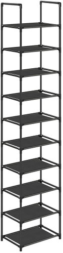 SONGMICS Botník 10 polic, textilní police, černý 33 × 33 × 173 cm - Shoe Rack - Main image