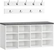 Vasagle Předsíňový věšák s botníkem a sedákem Jungo 100 cm bílý/šedý - Shoe Rack