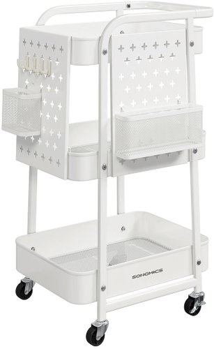 Songmics Pojízdný kuchyňský vozík Meshy bílý - Food Serving Trolley - Main image