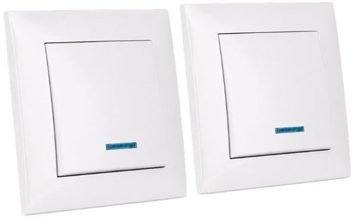 Entac Vypínač jednopólový bílý s červenou kontrolkou 2 ks - Light Switch - Main image