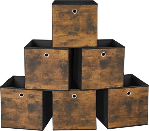 Songmics and Vasagle Teria Foldable Storage Box Set, 6pcs, Brown-Black - Storage Box - Main image