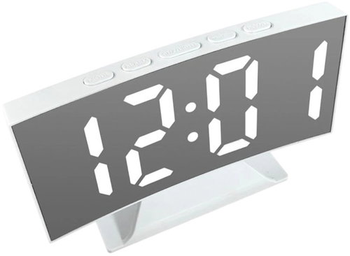 Verk 27630 Multifunkční LED zrcadlové hodiny s budíkem, USB, bílé - Table Clock - Main image