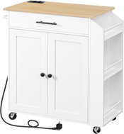 Songmics and Vasagle Asha Rolling Kitchen Trolley with Extension Cable, 73cm, White - Cart
