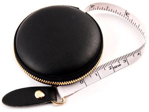 Hemline Retractable Tape Measure 150cm in a Faux Leather Case with Gold Zip - Tailor's Tape - Main image