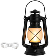 Verk 12452 Retro LED lucerna s efektem plamene, 3 režimy svícení, USB, černá - Lantern