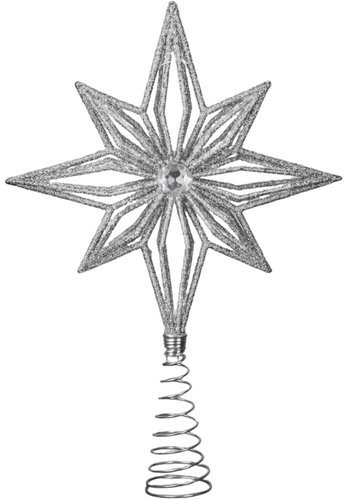LAALU Christmas Tree Topper Star Silver, plastic, 20 cm - Christmas Ornaments - Main image