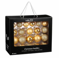LAALU Round Gold Baubles Set of 42, Glass, 7cm - Christmas Ornaments