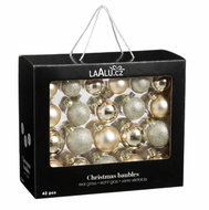 LAALU Set of Round Champagne Baubles, 42 pcs, Glass, 7cm - Christmas Ornaments