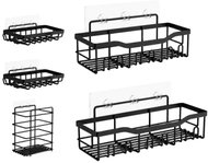 Verk 27743 Sada nástěnných koupelnových polic 5 ks, černé - Bathroom Shelf