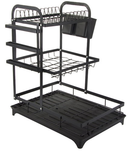 Verk 07419 Three-Tier Dish Drainer with Tray, Black - Draining Board - Main image