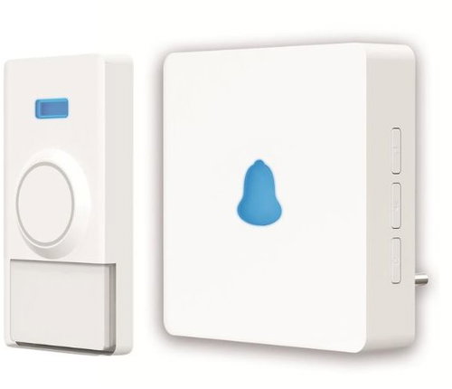 Entac Wireless Socket Doorbell + Button and Battery, White, up to 450m Range - Doorbell - Main image