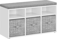 Songmics a Vasagle Botník se sedákem Lopy 87 cm bílý/šedý - Shoe Rack