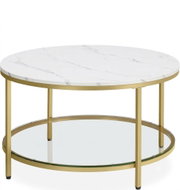 Songmics a Vasagle Konferenční stolek Baton bílý mramor/zlatý - Coffee Table