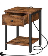 Songmics and Vasagle Ferira Bedside Table 40cm with Charging Station Black/Brown - Night Stand