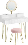 Songmics a Vasagle Toaletní stolek s nabíjecí stanicí a LED osvětlením Virmo 80 cm bílý/zlatý - Dressing Table