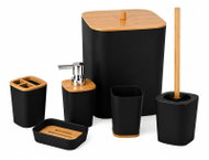 Verk 27642 Koupelnová sada doplňků s bambusovými prvky 6 ks, černá - Bathroom Accessory Set