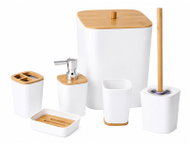 Verk 27642 Koupelnová sada doplňků s bambusovými prvky 6 ks, bílá - Bathroom Accessory Set