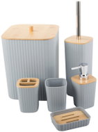 Verk 27641 Koupelnová sada doplňků s bambusovými prvky 6 ks, šedá - Bathroom Accessory Set