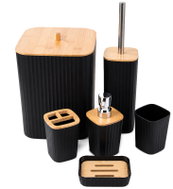 Verk 27641 Koupelnová sada doplňků s bambusovými prvky 6 ks, černá - Bathroom Accessory Set