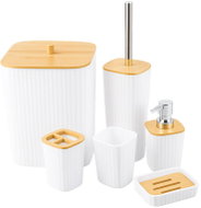 Verk 27641 Koupelnová sada doplňků s bambusovými prvky 6 ks, bílá - Bathroom Accessory Set
