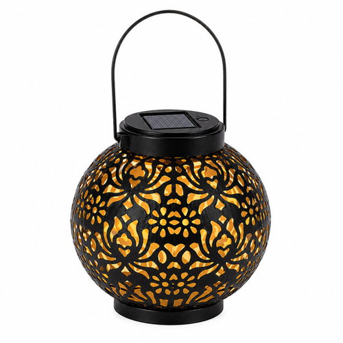 Verk 12408 Solar-Powered LED Hanging Lantern with Dusk Sensor, Black - Garden Lighting - Main image
