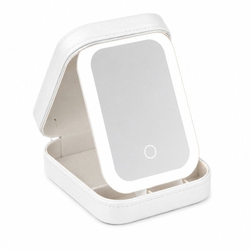Verk 27637 Travel Cosmetic Organiser with LED Mirror, USB, White - Makeup Organiser - Main image