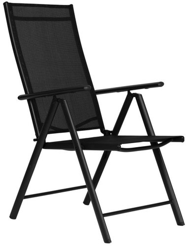 MultiGarden WR1652 Folding Garden Chair with Reclining Backrest, Black - Garden Chair - Main image