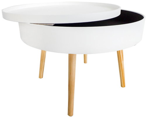 ModernHome FH-CT0210 Round Coffee Table with Storage Space 60cm, White - Coffee Table - Main image
