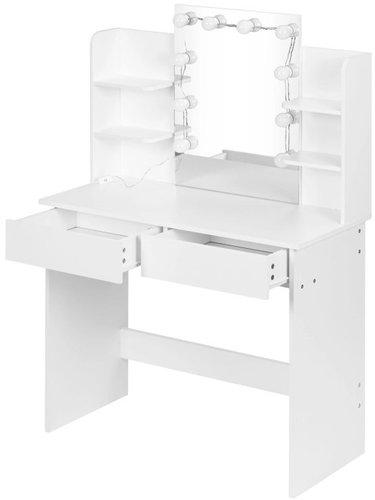 ModernHome FH-DT220108 Cosmetic Dressing Table with LED Mirror, White - Dressing Table - Main image