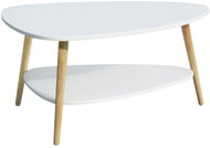 ModernHome FH-CT0211 Konferenční stolek s policí, dřevěné nohy, bílý - Coffee Table