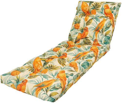 Blomster Quilted Cushion for Garden Sun Lounger, Parrots - Cushion - Main image