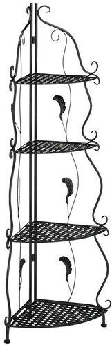 RealG RC-K-2487 Kovový rohový regál se 4 policemi, 113 × 40 × 30 cm, černý - Shelving Unit - Main image