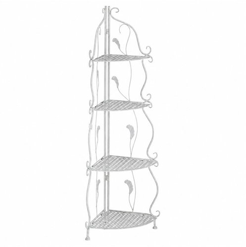 RealG RC-K-2501 Kovový rohový regál se 4 policemi, 113 × 40 × 30 cm, bílý - Shelving Unit - Main image