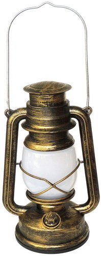 Verk 12452 Retro LED lucerna s efektem plamene, 3 režimy svícení, USB, zlatá - Lantern - Main image