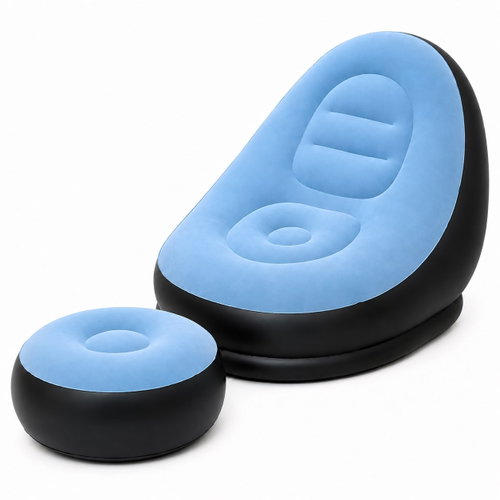PHgate Inflatable Velour 2-in-1 Armchair with Footrest, Blue Main image PHgate Inflatable Velour 2-in-1 Armchair with Footrest, Blue - Inflatable Chair - Main image