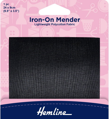 Hemline Nažehlovací záplata 24 × 9 cm, černá - Iron-On Patch - Main image