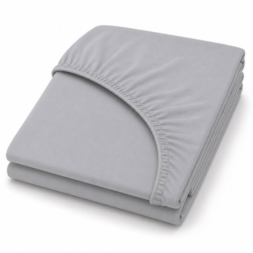 Mobytex ENTUZIA Mako-Jersey 90 × 200 cm, Light Grey - Bedsheet - Main image