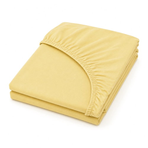 Mobytex ENTUZIA Mako-Jersey 90 × 200 cm, Light Yellow - Bedsheet - Main image