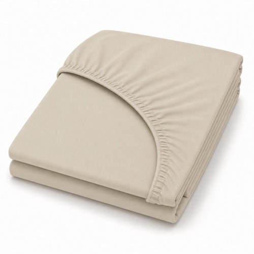 Mobytex ENTUZIA Mako-Jersey Fitted Sheet 180 × 200 cm, Cream - Bedsheet - Main image